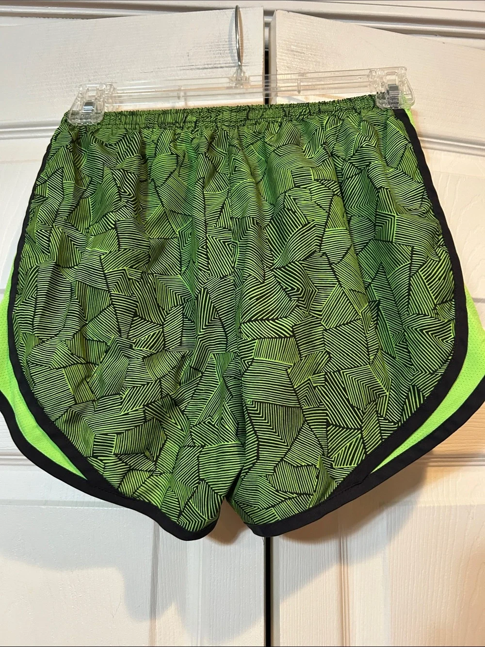 Nike Women’s XS - Neon Green Dri-FIT, Patterned Athletic Shorts w/Black Trim